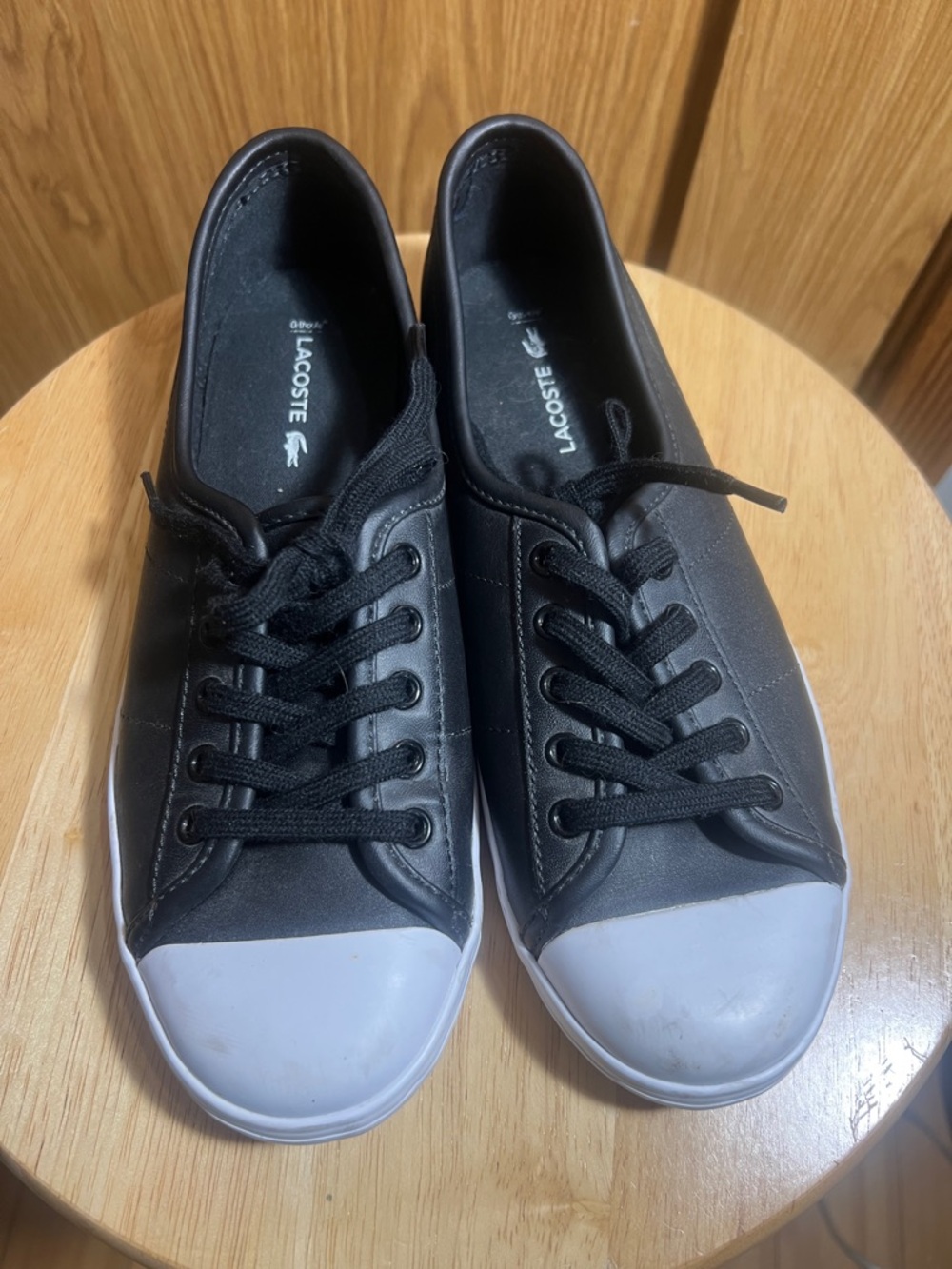 Lacoste Black Sneakers with White Toe Caps